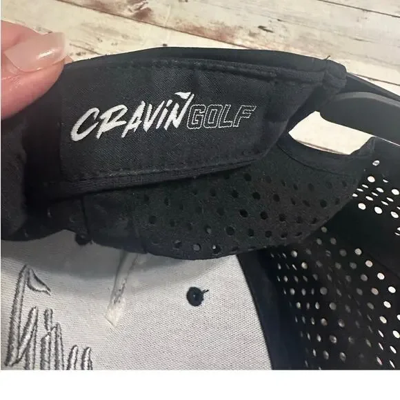 Cravin Golf Baseball Cap Hat Adjustable One Size O/S Snap Back Black Gray Mesh - Picture 6 of 6